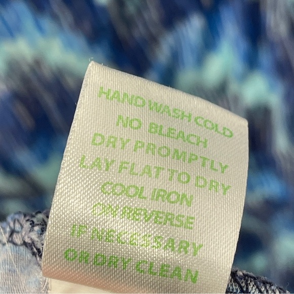 Lilly Pulitzer Blue Curves Print Knit Sadie Dress Size XL Smocked Elastic Waist - Picture 6 of 6